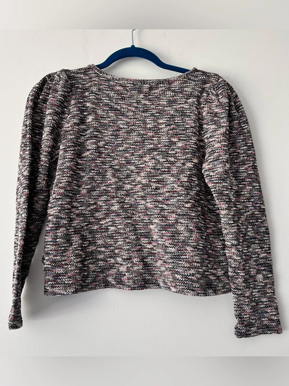 Madewell|Multicolor Cropped Crewneck Sweater in Black, Gray & Pink sz S
